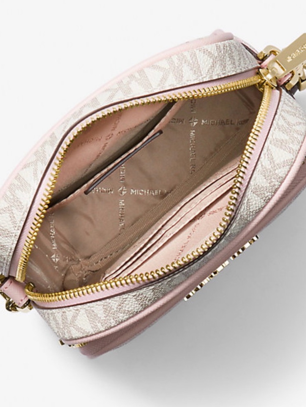 Michael Kors Pink and Cream MK Signature Crossbody - Picture 2 of 3